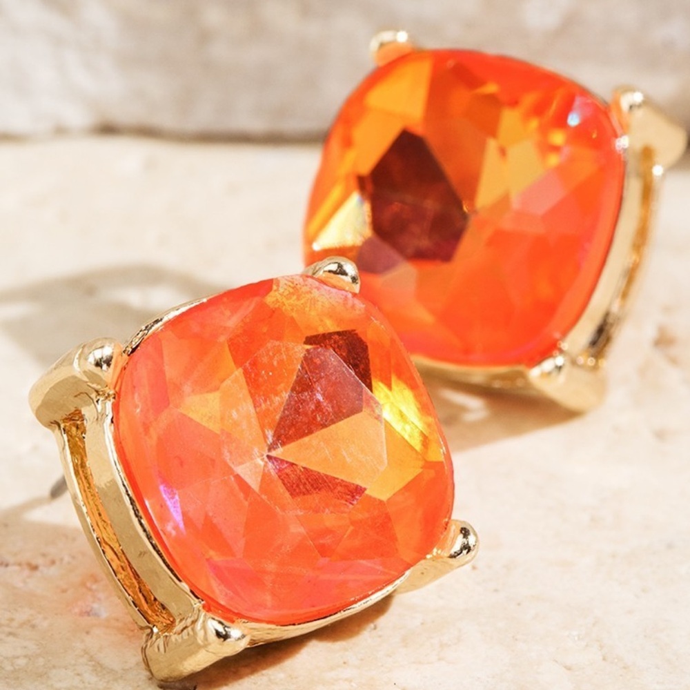 Orange Gold Gemstone Vibrant Earrings New with tags